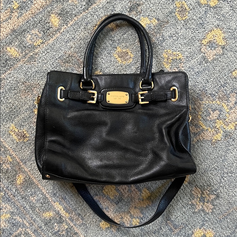 Michael Kors black purse with gold hardware